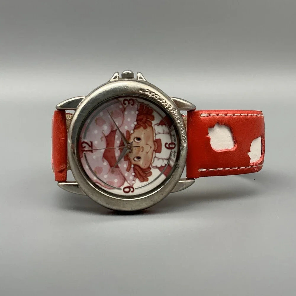 Accutime Strawberry Shortcake Girls Watch 38mm Pink Dial Leather New Battery